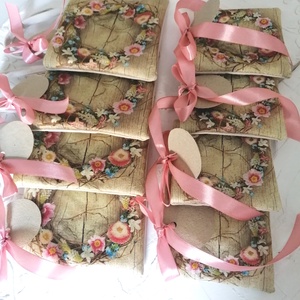 Ajándékátadó  mini táska kollekció 8 db-os, Esküvő, Kiegészítők, Táska, Decoupage, transzfer és szalvétatechnika, Varrás, MESKA