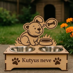 Dupla Etetőtál Kutyusoknak ( névre szólóan ), Otthon & Életmód, Kisállatoknak, Kutyáknak, Kutya etetés, Gravírozás, pirográfia, MESKA