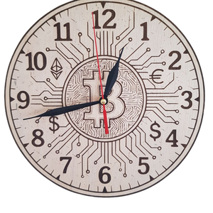 Kripto fali óra  Bitcoin  Ethereum dizájn, lézergravírozott fa (23 cm), Otthon & Életmód, Dekoráció, Fali és függő dekoráció, Falióra & óra, Gravírozás, pirográfia, MESKA