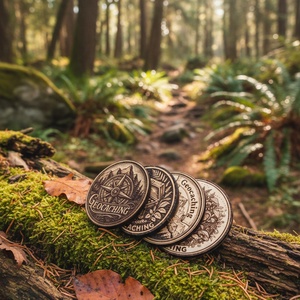 Fa Geocoin Csomag (4 db)  Hagyj Különleges Nyomot a Ládákban! Geocaching, Játék & Sport, Sport és kikapcsolódás, Más játékok, sportok, Gravírozás, pirográfia, MESKA
