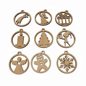 Natúr Fa Karácsonyfadísz Szett (9 db)  Kézműves Ünnepi Dekoráció, Karácsony, Karácsonyi lakásdekoráció, Karácsonyfadíszek, Gravírozás, pirográfia, MESKA