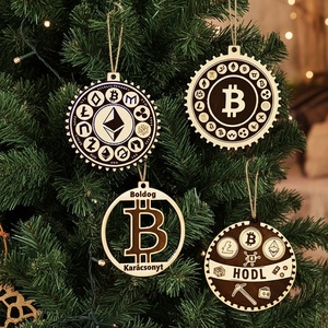  Kripto Milliomos Karácsonyfája Szett :) ETH BTC LTC, Karácsony, Karácsonyi lakásdekoráció, Karácsonyfadíszek, Gravírozás, pirográfia, MESKA