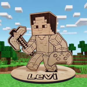 Minecraft Gamer Asztaldísz  Névre Szóló, Két Méretben, Otthon & Életmód, Dekoráció, Asztal és polc dekoráció, Asztaldísz, Gravírozás, pirográfia, MESKA
