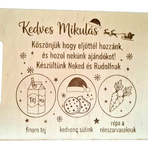 Télapó Váró Tálca Gyerekeknek  Fából Készült - karácsony - mikulás - mikulás beltéri dekoráció - Meska.hu
