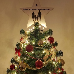 A fa koronája: Kézműves Karácsonyfa CSÚCSDÍSZ Személyre Szabott Családi Sziluettel, Karácsony, Karácsonyi lakásdekoráció, Karácsonyfadíszek, Gravírozás, pirográfia, MESKA