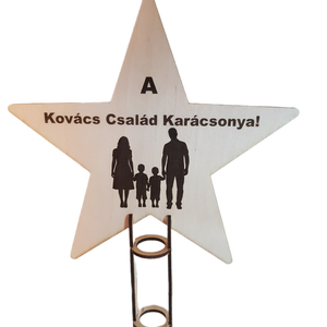 A fa koronája: Kézműves Karácsonyfa CSÚCSDÍSZ Személyre Szabott Családi Sziluettel - karácsony - karácsonyi lakásdekoráció - karácsonyfadíszek - Meska.hu