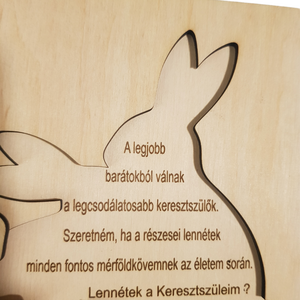 Nyuszis Keresztszülő Felkérő � Interaktív Fa Emlékőrző - baba - mama - keresztelő kellékek - keresztszülő felkérő - Meska.hu