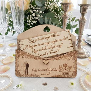 Tanú felkérő ajándék - Különleges névre szóló fa boríték és egyedi üzenet - esküvő - meghívó & kártya - tanú felkérő - Meska.hu