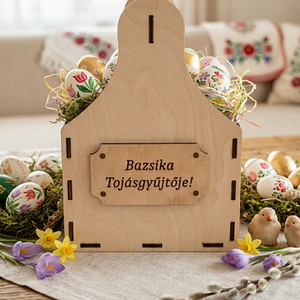 Nyuszis Húsvéti Tojásgyűjtő Kosárka � Egyedi Névvel is Kérhető! - ünnepi díszek, dekorációk - húsvéti díszek és dekorációk - húsvéti tojástartó - Meska.hu