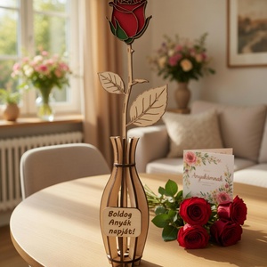 ÖRÖK RÓZSA FÁBÓL - Személyre szabható anyák napi virág vázával - otthon & életmód - virágdekoráció - virágdíszek - lézervágott virágdíszek - Meska.hu