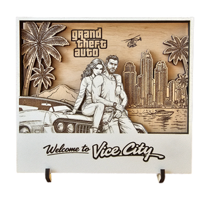 Grand Theft Auto GTA 6 sítusú � Egyedi, többrétegű fa asztali dísz / ajándéktárgy - otthon & életmód - dekoráció - dísztárgy - Meska.hu