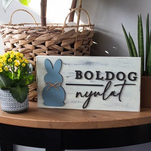 Húsvéti üdvözlőtábla , Otthon & Életmód, Dekoráció, Kép & Falikép, Táblakép, Famegmunkálás, MESKA