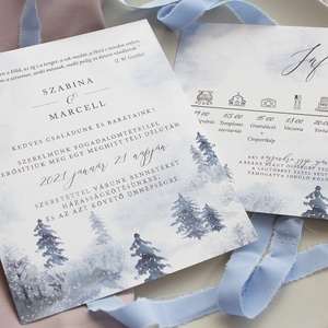 Téli esküvői meghívó - csomagban, Esküvő, Meghívó & Kártya, Meghívó, Papírművészet, Meska