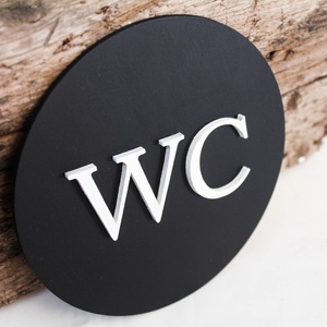 WC jelző tábla, fekete-fehér WC ajtó tábla, unisex toalett jelző tábla - otthon & életmód - dekoráció - fali és függő dekoráció - felirat - Meska.hu