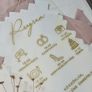 Programtábla esküvőre, plexi esküvői programtábla - esküvő - dekoráció - tábla & jelzés - Meska.hu