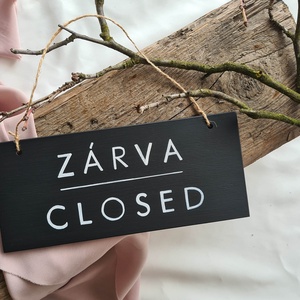 Kétnyelvű nyitva-zárva tábla, angol-magyar nyitva zárva tábla - otthon & életmód - dekoráció - fali és függő dekoráció - falra akasztható dekor - Meska.hu