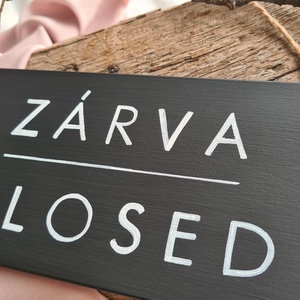 Kétnyelvű nyitva-zárva tábla, angol-magyar nyitva zárva tábla - otthon & életmód - dekoráció - fali és függő dekoráció - falra akasztható dekor - Meska.hu