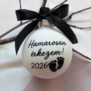 Hamarosan érkezem, bababejelentő karácsonyfadísz - karácsony - karácsonyi lakásdekoráció - karácsonyfadíszek - Meska.hu