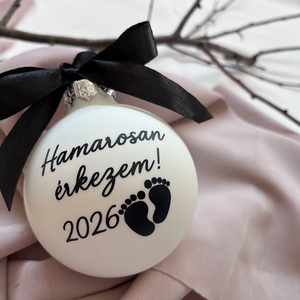 Hamarosan érkezem, bababejelentő karácsonyfadísz, Karácsony, Karácsonyi lakásdekoráció, Karácsonyfadíszek, , MESKA