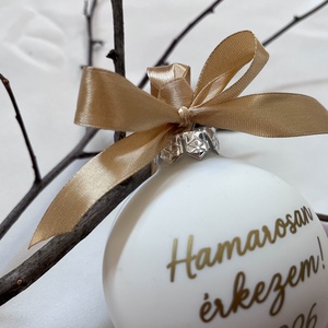 Hamarosan érkezem, bababejelentő karácsonyfadísz - karácsony - karácsonyi lakásdekoráció - karácsonyfadíszek - Meska.hu