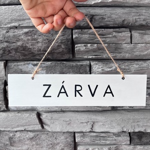 Fehér nyitva-zárva tábla - otthon & életmód - dekoráció - ajtó- és ablak dekoráció - ajtótábla - Meska.hu