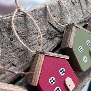 Karácsonyfadísz skandináv házikó 4 darabos csomagban  - karácsony - karácsonyi lakásdekoráció - karácsonyfadíszek - Meska.hu