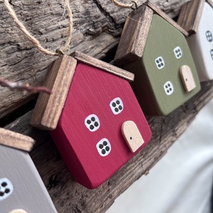 Karácsonyfadísz skandináv házikó 4 darabos csomagban  - karácsony - karácsonyi lakásdekoráció - karácsonyfadíszek - Meska.hu