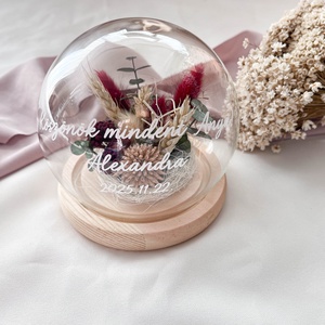 Üvegbúra esküvői szülőköszöntő édesanyáknak, nagymamáknak - bordó-búza, Esküvő, Emlék & Ajándék, Szülőköszöntő ajándék, Virágkötés, MESKA