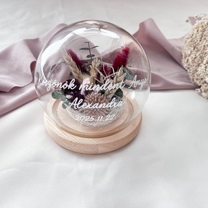 Üvegbúra esküvői szülőköszöntő édesanyáknak, nagymamáknak - bordó-búza - esküvő - emlék & ajándék - szülőköszöntő ajándék - Meska.hu