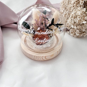 Esküvői szülőköszöntő üvegbúra édesanyáknak, nagymamáknak - narancs-protea margaréta - esküvő - emlék & ajándék - szülőköszöntő ajándék - Meska.hu