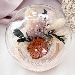 Esküvői szülőköszöntő üvegbúra édesanyáknak, nagymamáknak - narancs-protea margaréta - Meska.hu