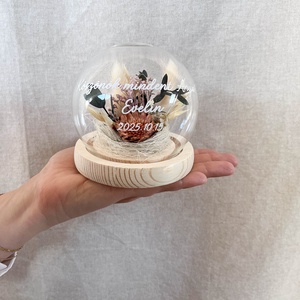 Esküvői szülőköszöntő üvegbúra édesanyáknak, nagymamáknak - narancs-protea margaréta - esküvő - emlék & ajándék - szülőköszöntő ajándék - Meska.hu