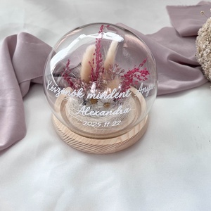 Szülőköszöntő üvegbúra esküvőre édesanyáknak, nagymamáknak - rózsanszín - esküvő - emlék & ajándék - szülőköszöntő ajándék - Meska.hu