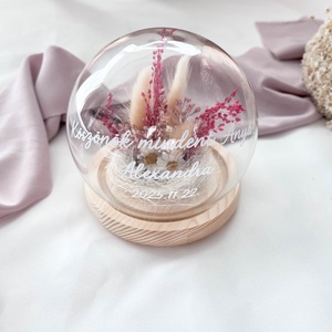 Szülőköszöntő üvegbúra esküvőre édesanyáknak, nagymamáknak - rózsanszín - esküvő - emlék & ajándék - szülőköszöntő ajándék - Meska.hu