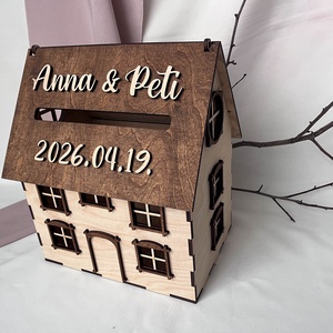 Nászajándék gyűjtő ház, esküvői pénzgyűjtő doboz - Meska.hu