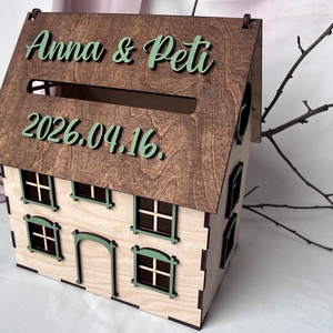 Esküvői borítékgyűjtő doboz, nászajándék-gyűjtő ház - színes - Meska.hu