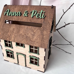 Esküvői borítékgyűjtő doboz, nászajándék-gyűjtő ház - színes - esküvő - emlék & ajándék - nászajándék - nászajándék gyűjtők - Meska.hu