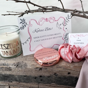 Tanúfelkérő ajándékcsomag, egyedi csajos koszorúslány felkérő szett - fehér-rózsaszín - esküvő - meghívó & kártya - tanú felkérő - Meska.hu
