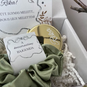Koszorúslány felkérő ajándékcsomag, egyedi tanúfelkérő szett - fehér-zöld - esküvő - meghívó & kártya - tanú felkérő - Meska.hu