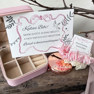 Koszorúslány felkérő ajándékcsomag, egyedi koszorúslányfelkérő szett - rózsaszín-fehér - Meska.hu