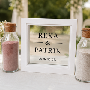 Esküvői homokceremónia szett, keretes homoköntő szett, Esküvő, Esküvői ceremónia, Homokceremónia szettek, Famegmunkálás, MESKA
