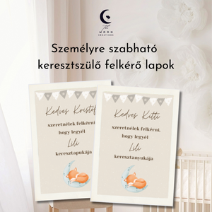 Keresztszülő felkérő kártyák, névre szabható (2db), Játék & Sport, Babalátogató ajándékcsomag, Mindenmás, MESKA