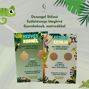 Dzsungel Stílusú Születésnapi Meghívó Gyerekeknek, Otthon & Életmód, Papír, írószer, Meghívó, Ajándékozás kellékei, Fotó, grafika, rajz, illusztráció, MESKA