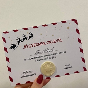 Mikulás Jó gyermek oklevél viaszpecséttel - karácsony - mikulás - mikulás ajándékok - Meska.hu