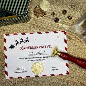 Mikulás Jó gyermek oklevél viaszpecséttel, Karácsony, Mikulás, Mikulás ajándékok, Fotó, grafika, rajz, illusztráció, MESKA