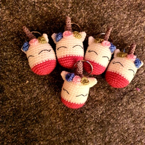 Horgolt cuki Unikornis kulcstartó - táska & tok - kulcstartó & táskadísz - kulcstartó - Meska.hu