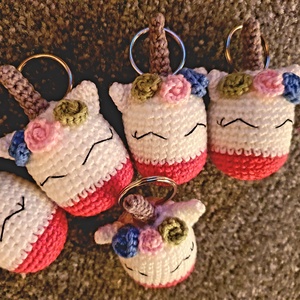 Horgolt cuki Unikornis kulcstartó - táska & tok - kulcstartó & táskadísz - kulcstartó - Meska.hu