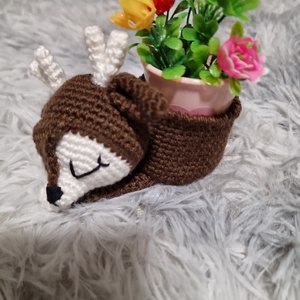 Horgolt cuki Őzikés virágtartó - otthon & életmód - dekoráció - Meska.hu