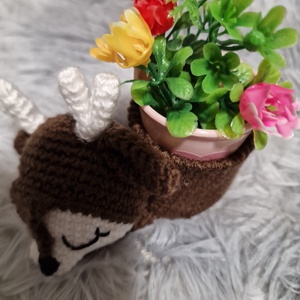 Horgolt cuki Őzikés virágtartó - otthon & életmód - dekoráció - Meska.hu