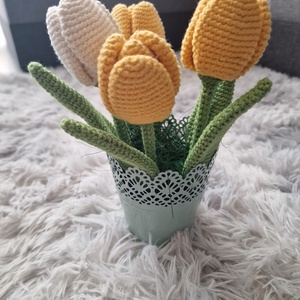 Horgolt Tulipánok, Otthon & Életmód, Dekoráció, Virágdísz és tartó, Cserép & Kaspó, Horgolás, Hímzés, MESKA